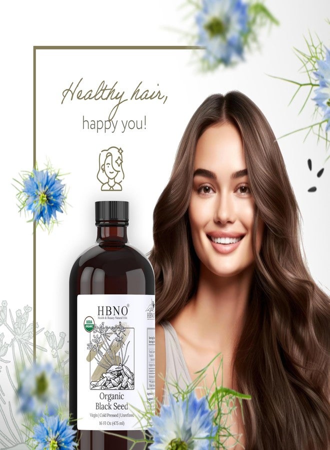 HBNO Organic Black Seed Oil - Huge 16 oz (475ml) Glass Bottle Value Size - USDA Certified Organic Black Seed Oil, Cold Pressed for Face, Body, Lips, Shampoo & Conditioner - Image 5